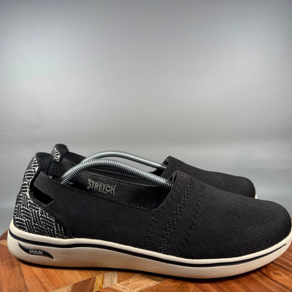 Skechers Arch Fit On-The-Go Black Knit Slip On Walking Shoes 136596 Womens 9